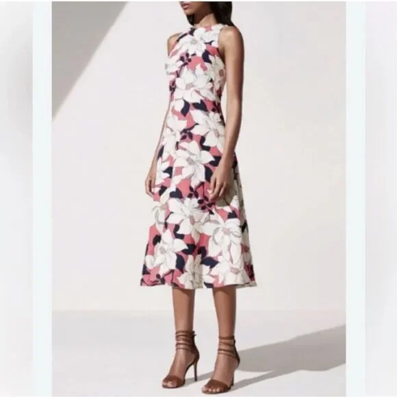 Ann Taylor Floral Linen Blend Sleeveless Midi Dress Size 8 Multicolor - Picture 8 of 8